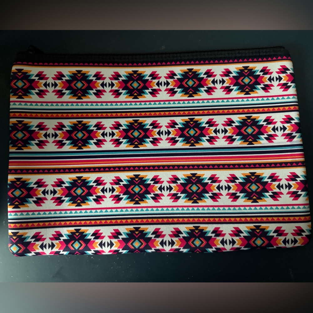 Colorful Geometric Patterned Fabric Makeup Bag